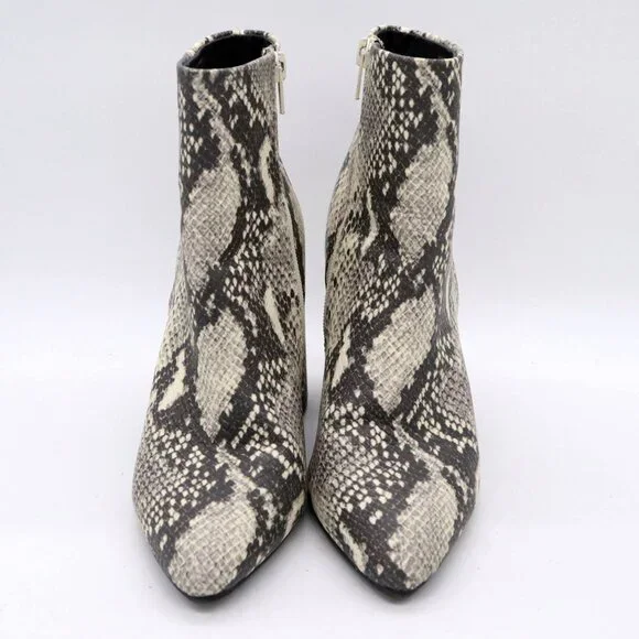 Steve Madden Snakeskin Print Ankle Booties Block Heel Side Zip Womens Sz 7.5 - Picture 2 of 10